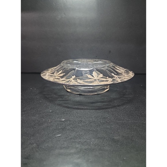 Heisey Silver Inlay Cheese Dish, One Piece Clear Glass, Cracker Serving Dish - Picture 9 of 10